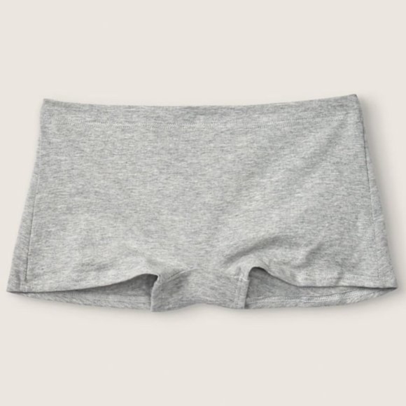 Victoria's Secret PINK Cotton Shortie Panty Gray w Peach Graphic Large NEW - Picture 2 of 2